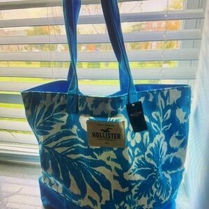 Hollister Tropical Blue and White Tote